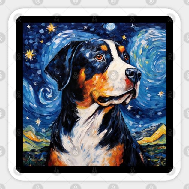 Swiss Mountain Dog Starry Night Sticker by NatashaCuteShop
